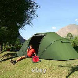 Tente de camping en dôme pour 4-6 personnes, abri de randonnée avec fenêtres en maille, vert foncé