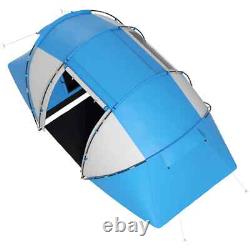 Tente de camping en dôme pour 4-6 personnes, abri de randonnée avec fenêtres en mesh, bleu/blanc