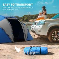 Tente de camping en dôme pour 4-6 personnes, abri de randonnée avec fenêtres en mesh, bleu/blanc