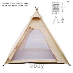 Tente de camping en toile de 2 m en plein air, tente pyramidale indienne pour 1-2 personnes