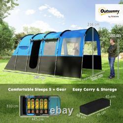 Tente de camping en tunnel familial pour 8 personnes, abri extérieur, auvent, cabane de sommeil