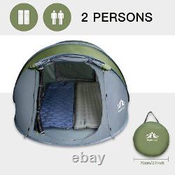 Tente de camping et randonnée 2-4 personnes imperméable, automatique, instantanée et pliable pour l'extérieur.