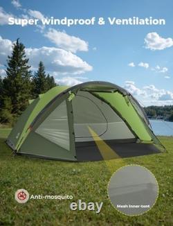 Tente de camping familiale 3-4 personnes avec porche, imperméable 3000 mm