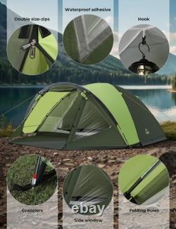 Tente de camping familiale 3-4 personnes avec porche, imperméable 3000 mm