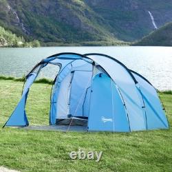 Tente de camping familiale 3 personnes avec auvent, deux pièces, double toit et tapis de sol