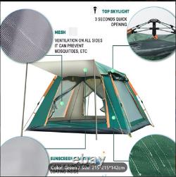 Tente de camping familiale 4-5 personnes avec auvent supérieur, montage instantané, toutes saisons, famil...