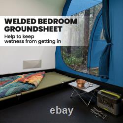 Tente de camping familiale 5-6 personnes avec 2 pièces, tapis de sol et sac de transport, reconditionnée