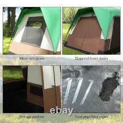 Tente de camping familiale 6 personnes avec aérations, toile de sol, fenêtres, verte, ventilation FOXDEN
