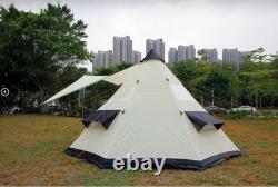Tente de camping familiale 8 personnes avec auvent, poteaux, tente d’extérieur, abri, tapis de sol
