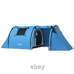 Tente de camping familiale Outsunny 2 pièces pour 3-4 personnes, imperméable 3000mm, bleu ciel