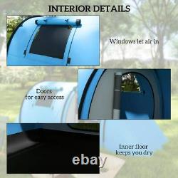 Tente de camping familiale Outsunny 2 pièces pour 3-4 personnes, imperméable 3000mm, bleu ciel