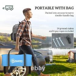 Tente de camping familiale Outsunny 2 pièces pour 3-4 personnes, imperméable 3000mm, bleu ciel