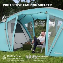 Tente de camping familiale Outsunny pour 4 à 6 personnes avec 2 chambres, un salon, bleue