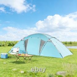 Tente de camping familiale Outsunny pour 4 à 6 personnes avec 2 chambres, un salon, bleue