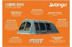 Tente de camping familiale Vango Package Lismore 450 avec poteaux pour 4 personnes, tapis et sous-tapis.