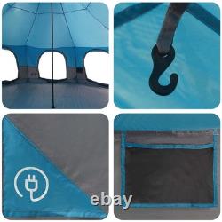 Tente de camping familiale WALPLUS bleue pour 10 personnes, dôme avec revêtement PU imperméable