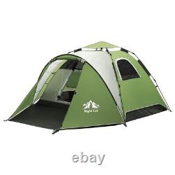 Tente de camping familiale avec auvent pour 3-4 personnes, abri instantané imperméable.