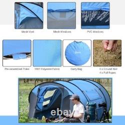 Tente de camping familiale instantanée pop-up 5 personnes portable pour randonnée sac à dos bleue