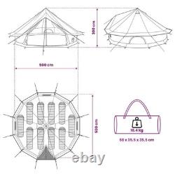 Tente de camping familiale pour 10 personnes, abri d'extérieur imperméable, grande tente marron