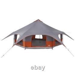 Tente de camping familiale pour 18 personnes, imperméable, abri extérieur gris et orange, grande taille