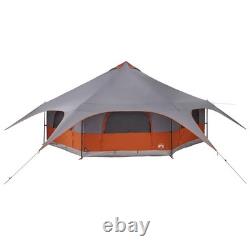 Tente de camping familiale pour 18 personnes, imperméable, abri extérieur gris et orange, grande taille