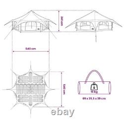 Tente de camping familiale pour 18 personnes, imperméable, abri extérieur gris et orange, grande taille