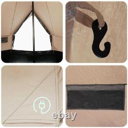Tente de camping familiale pour 6 personnes, imperméable, abri extérieur crème, grande tente