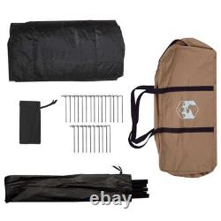 Tente de camping familiale pour 6 personnes, imperméable, abri extérieur marron, grande tente