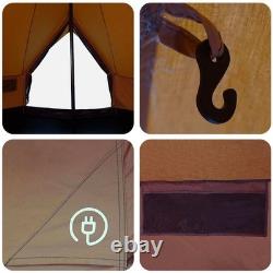 Tente de camping familiale pour 6 personnes, imperméable, abri extérieur marron, grande tente
