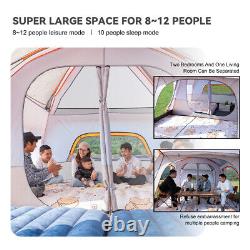 Tente de camping familiale pour 8-12 personnes avec 2 chambres et espace de vie P7M9