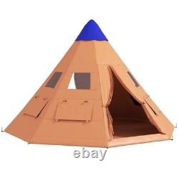 Tente de camping familiale spacieuse Outsunny pour 6 à 7 personnes avec sac de transport, orange