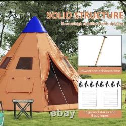 Tente de camping familiale spacieuse Outsunny pour 6 à 7 personnes avec sac de transport, orange