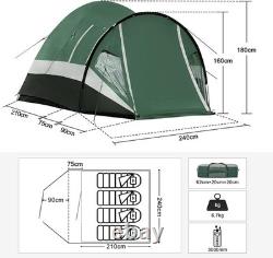 Tente de camping familiale spacieuse imperméable pour 4 personnes avec grande véranda 3000 mm
