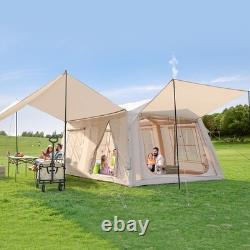 Tente de camping gonflable - 129 pieds carrés, grande tente gonflable avec cheminée, tente gonflable