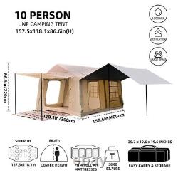Tente de camping gonflable - 129 pieds carrés, grande tente gonflable avec cheminée, tente gonflable