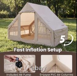Tente de camping gonflable 4 à 6 personnes avec pompe, coupe-vent, 4 saisons, imperméable, Royaume-Uni