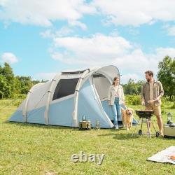 Tente de camping gonflable Outsunny avec pompe à air, pour 2 à 3 personnes, bleue