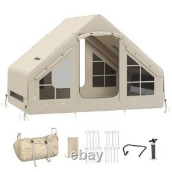 Tente de camping gonflable Outsunny avec pompe, tente de glamping pour 2 à 4 personnes