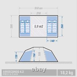 Tente de camping gonflable Quechua Air Seconds 4.2 F&B 4 personnes 2 chambres