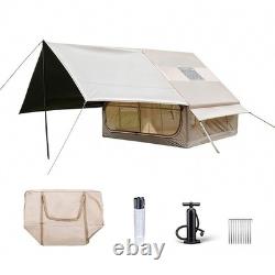Tente de camping gonflable avec pompe et auvent, 4 à 6 personnes, tente pneumatique imperméable à gonfler
