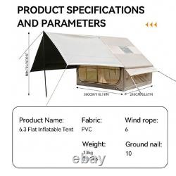 Tente de camping gonflable avec pompe et auvent, 4 à 6 personnes, tente pneumatique imperméable à gonfler