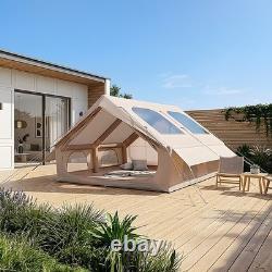 Tente de camping gonflable avec pompe manuelle, tente imperméable d'extérieur à gonfler pour 3 à 8 personnes