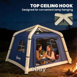 Tente de camping gonflable occultante Outsunny pour 2 personnes avec pompe à main, bleu foncé