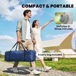 Tente de camping gonflable occultante Outsunny pour 2 personnes avec pompe à main, bleu foncé