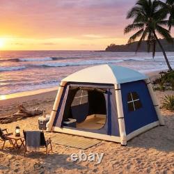 Tente de camping gonflable occultante Outsunny pour 2 personnes avec pompe à main, bleu foncé
