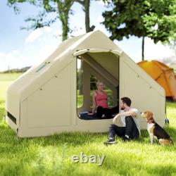 Tente de camping gonflable pour 2 à 4 personnes avec pompe, 2 portes, 6 fenêtres, crochet et sac de transport