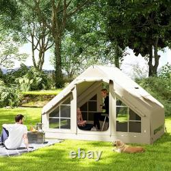 Tente de camping gonflable pour 2 à 4 personnes avec pompe, 2 portes, 6 fenêtres, crochet et sac de transport