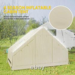 Tente de camping gonflable pour 2 à 4 personnes avec pompe, 2 portes, 6 fenêtres, crochet et sac de transport