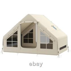 Tente de camping gonflable pour 2 à 4 personnes avec pompe, 2 portes, 6 fenêtres, crochet et sac de transport