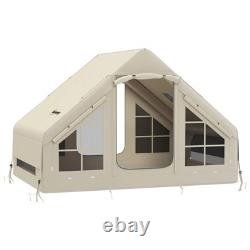 Tente de camping gonflable pour 2 à 4 personnes avec pompe, 2 portes, 6 fenêtres, crochet et sac de transport
